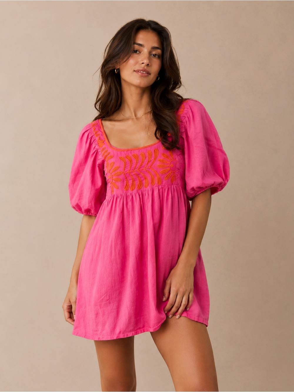 J. Marie Babydoll Puff Sleeve Mini Dress
